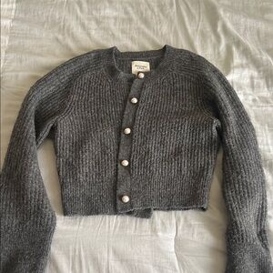 Abercrombie & Fitch Gray Cardigan with Pearl Buttons